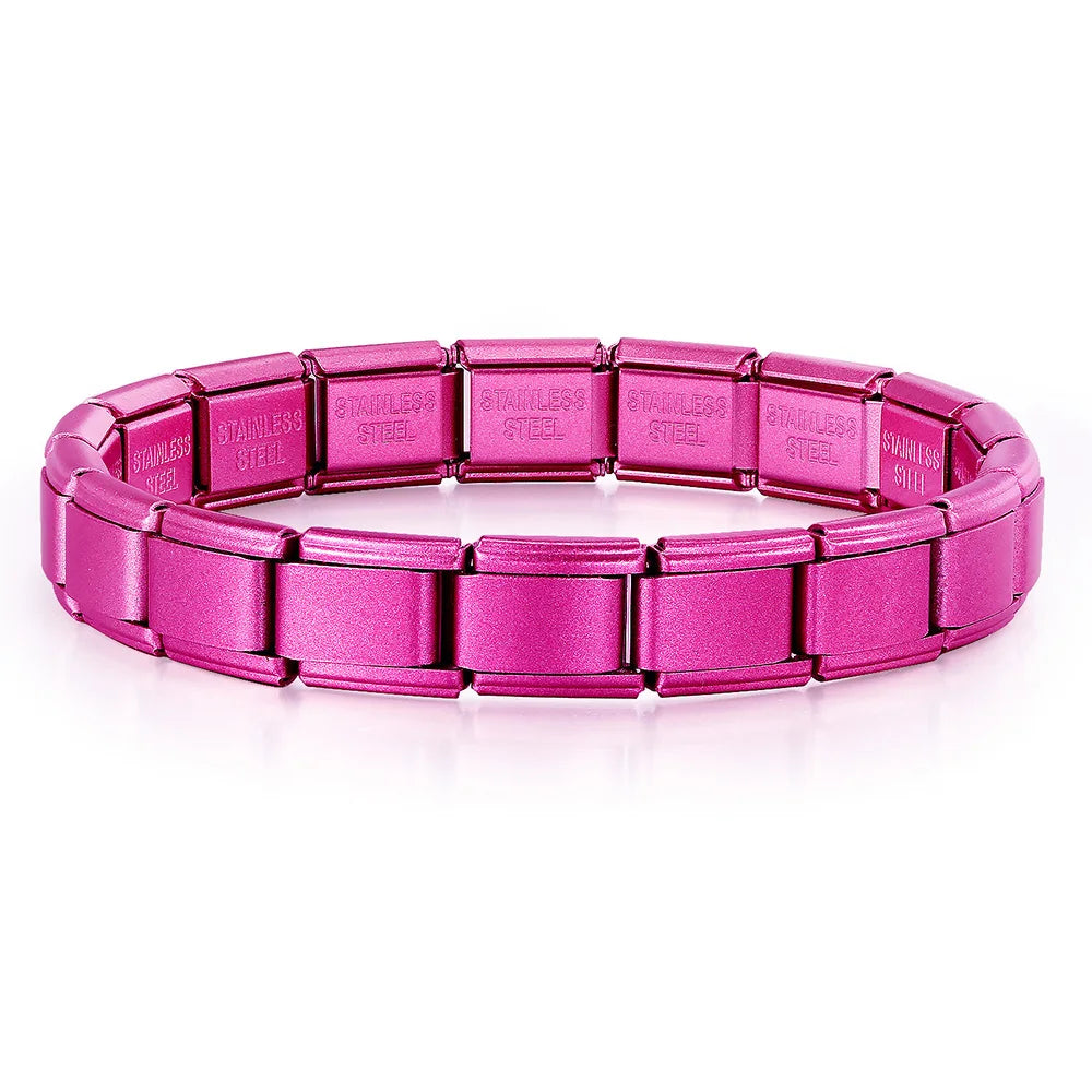 GEMOSA 9mm Width Italian Charm Bracelet Fashion Stainless Steel Bangle Elastic Link Chain High Quality Factory DIY