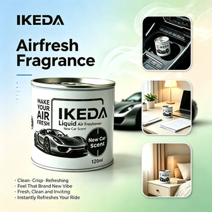 IKEDA 120ml Liquid Air Freshener with New Car Scent, Powerful Deodorizer for Car, Removes Cigarette Pet Odors, Continuous Freshn