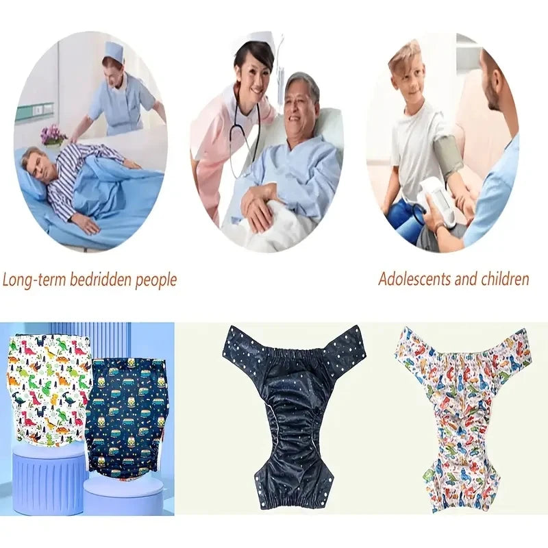 Breathable Adult Cloth Diaper Waterproof Old Man's Diaper Pants Reusable Diapers Trouser Pocket Anti-leak Breathable Nappy Pads