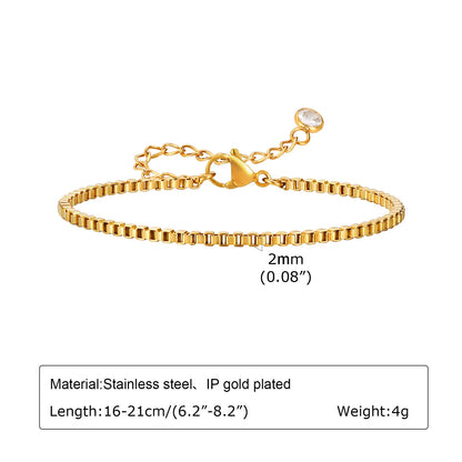 Non Tarnish Stainless Steel Bracelet Gold Plated Stackable for Women, Thin Herringbone Chain Bracelet Waterproof Jewelry Gift