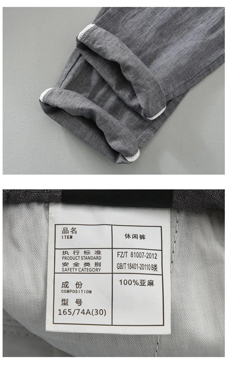 Summer New Pure Linen Casual Slim Pants for Men Clothing Thin Breathable Streetwear Men Trousers EC1335