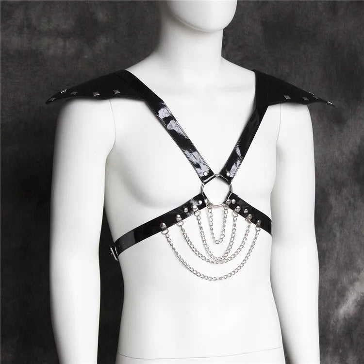 Fetish Men Leather Arm Harness Belt BDSM Gay Body Bondage Sex Lingerie Arm Harness Strap Sexual Gay Clothes for Stage Rave Club