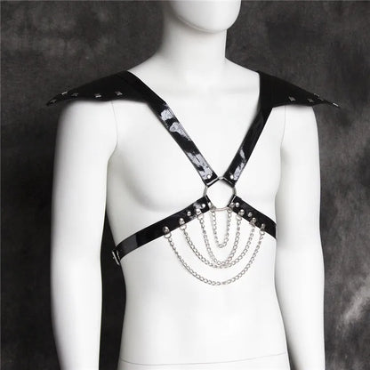 Fetish Men Leather Arm Harness Belt BDSM Gay Body Bondage Sex Lingerie Arm Harness Strap Sexual Gay Clothes for Stage Rave Club