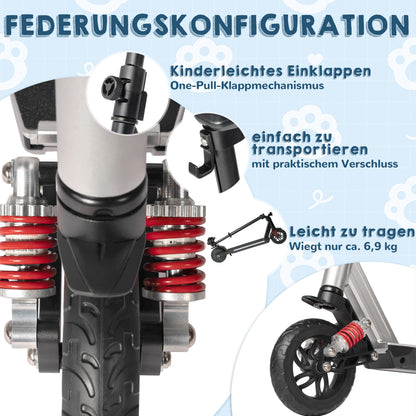 Sinaopus 6.5'' Electric Scooter for Kids 150W Motor, 126Wh Battery, 3-Height Adjustable Handlebar, Front Suspension, Foldable E-Scooter