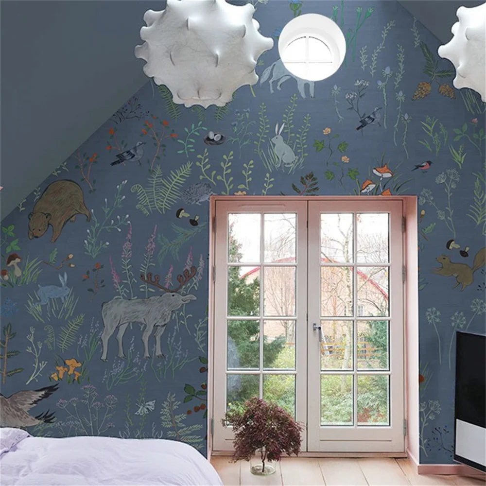custom Animal floral American wallpaper for children's room Nordic boys and girls bedroom warm Milu deer wall paper wall cloth