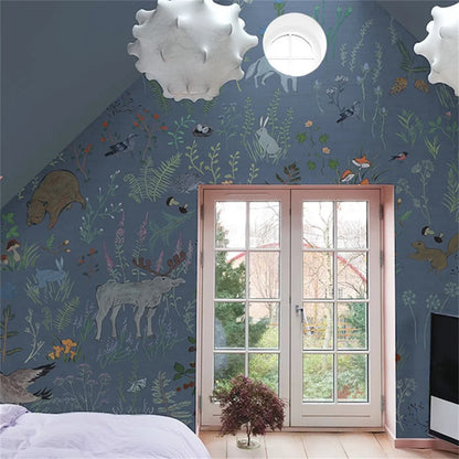 custom Animal floral American wallpaper for children's room Nordic boys and girls bedroom warm Milu deer wall paper wall cloth