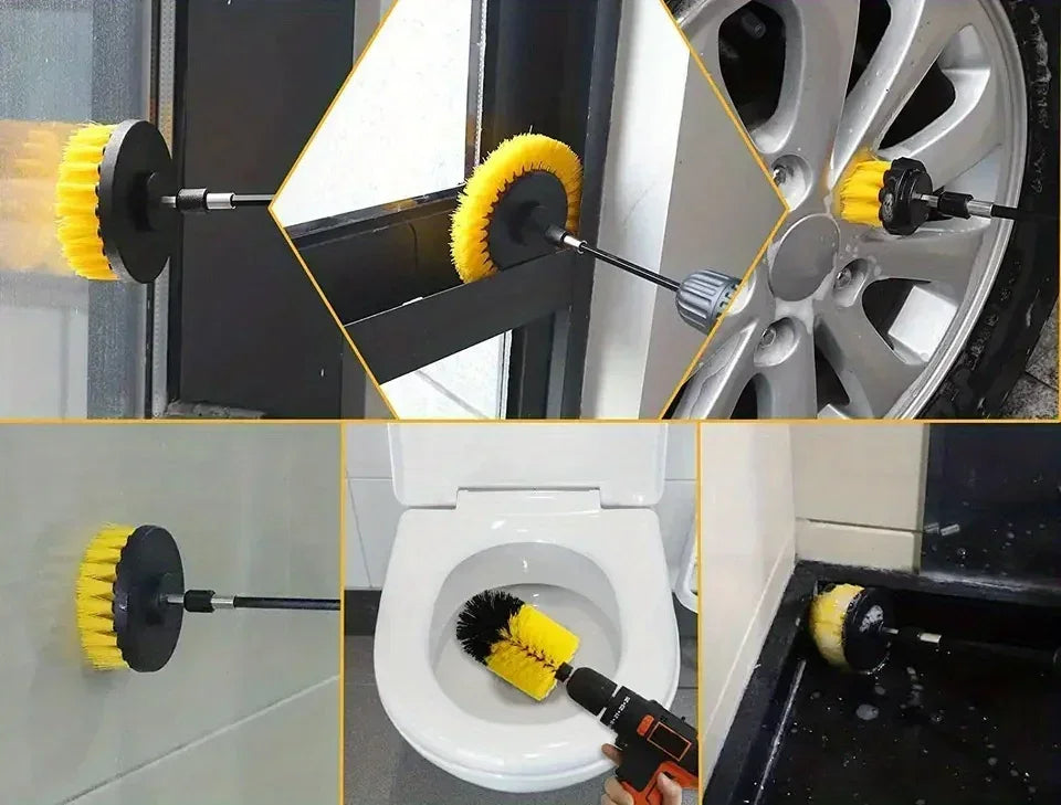 Electric Drill Brush Attachment Set Power Scrubber Brush Car Polisher Kitchen Bathroom Cleaning Kit Toilet Cleaning Tools