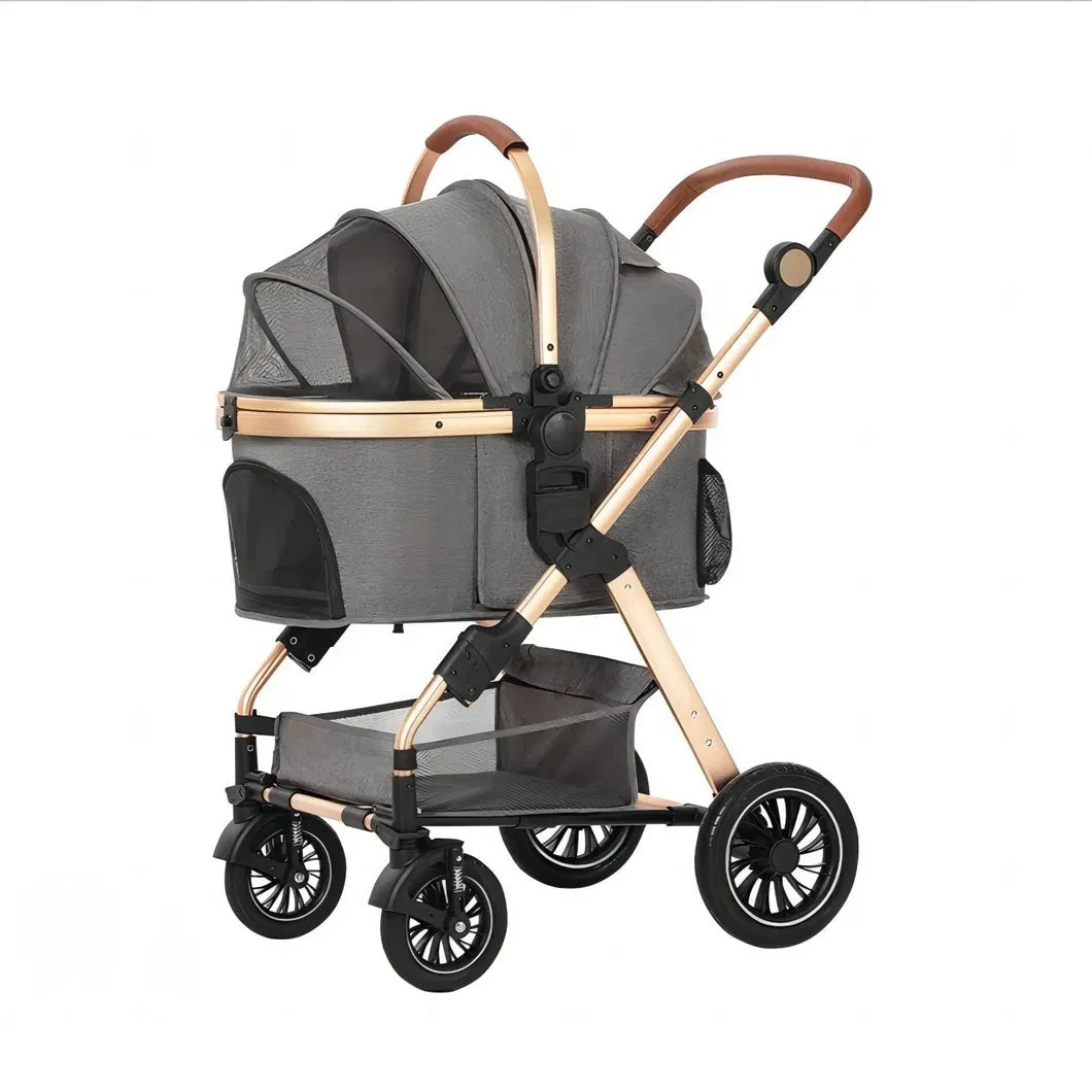 Luxury 3-in-1 Aluminum Alloy Foldable Pet Stroller Customized Dog Travel Carrier with Trolley Bag