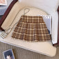 Plaid Pleated Mini Skirt Thick Wool Short Skirt High Waist Box-pleat Miniskirt for Women Teen-girl Preppy Style Outfit