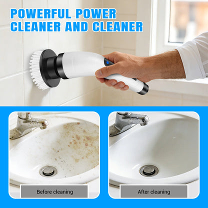 Cordless Electric Cleaning Brush - 7-in-1 Multi-Surface Scrubber with 2-Speed Adjustment, Detachable Extension Handle