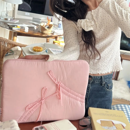 New 11/13/15.6 inch Laptop Sleeve Case Shockproof Bowknot Notebook Cover Ultra Thin Large Capacity Tablet Protective Pouch