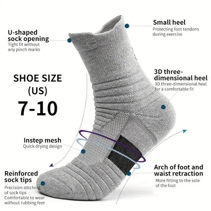 3pairs/Lot Men's Socks Compression Stockings Breathable Basketball Sports Cycling Socks Moisture Wicking High Elastic Tube Socks