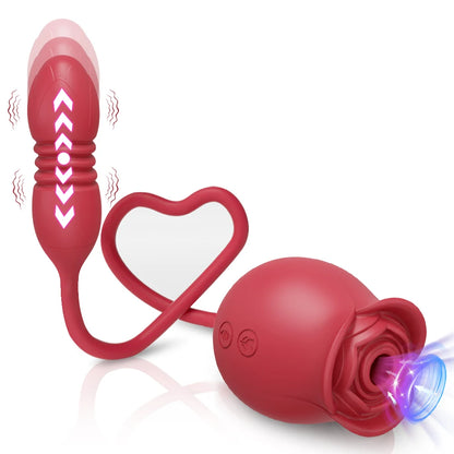 Rose Sucking Sex Toys Dildo Vibrator for Women 3in1 Thrusting G Spot Anal Vibrators Stimulator Female Vibrating Egg Adult Toys