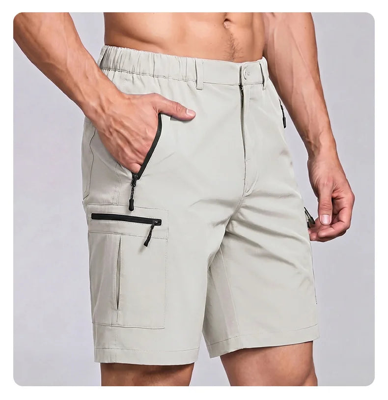 Men's Cargo Shorts; Summer Waterproof Breathable Comfortable; Multi-Pocket; Outdoor Casual Sports Beach Pants; Elastic Waistband