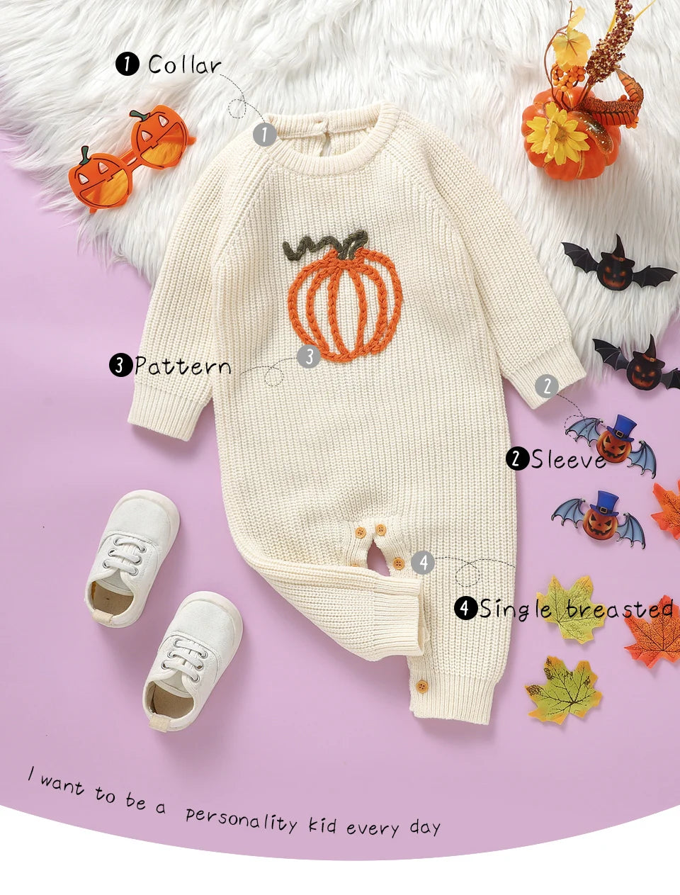 Halloween Infant Toddler Boys Girls Rompers Jumpsuits Winter Long Sleeve Knit Newborn Outwear Playsuits Costume Children Clothes