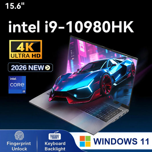 15.6'' Intel Core I9 10980HK žaidimų nešiojamasis kompiuteris, Windows 11, 16 GB RAM, 1 TB 2 TB SSD, atrakinimas pirštų atspaudais, kompiuteris su pašvietimu, biuro nešiojamasis kompiuteris P