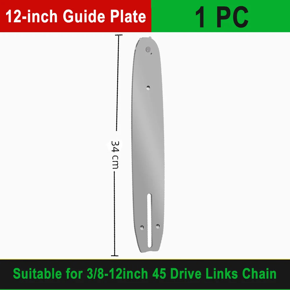 12" Guide Bar & 45 Link Chain Set 3/8"LP Pitch 0.050" Groove Width Rounded Teeth Alloy Chainsaw Components 12 Inch Electric Saw
