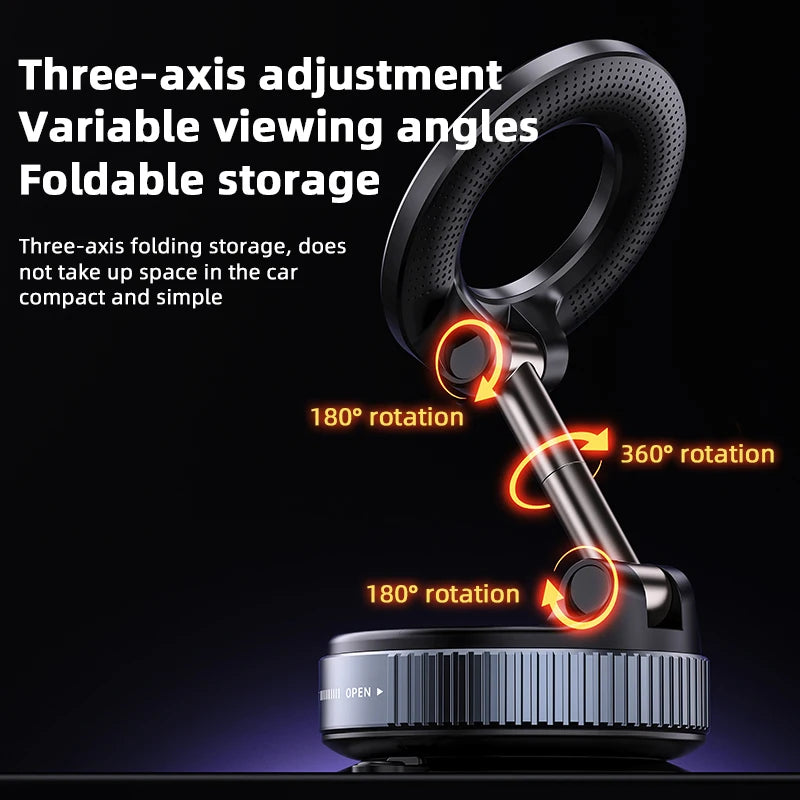 K007 Magnetic Phone Holder 360° Three-Axis Folding Car Mount Strong Magnet Dashboard Desk Stand for iPhone 16 15 Xiaomi Samsung