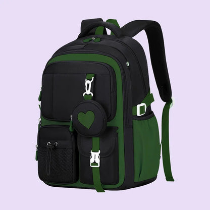 Love Pattern School Bag Backpack Pencil Case lunch bag Three Piece Set Nylon Fabric Waterproof Boy Girl Teenagers Trend Backpack