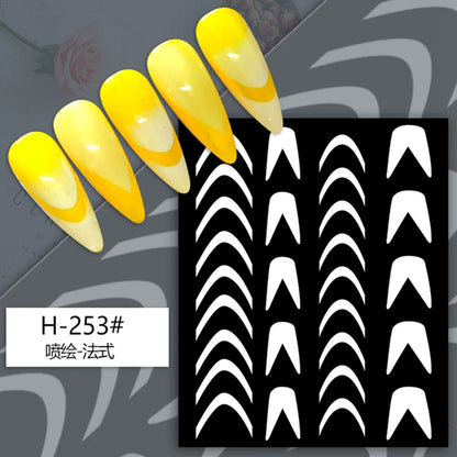 Hollow Nail Art Stickers Spray Painted Design Love Butterfly French Pattern Nail Accessories Decorative Decals