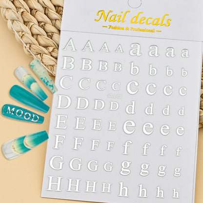 3D Glittery Gothic Letter Design Nail Art Stickers Uppercase Alphabet Letters Artistic Designs DIY Nail Art Decals Decoration #1