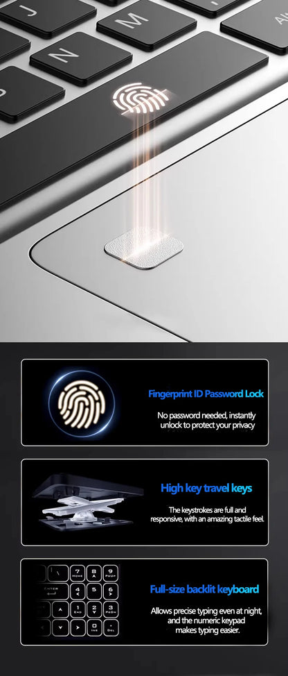LENO 15.6" Laptop 32GB 2TB Windows 11 Intel Core i9-9900 Gaming Computer PC  Gamer office Ultra Slim Fingerprint UnIock Notebook