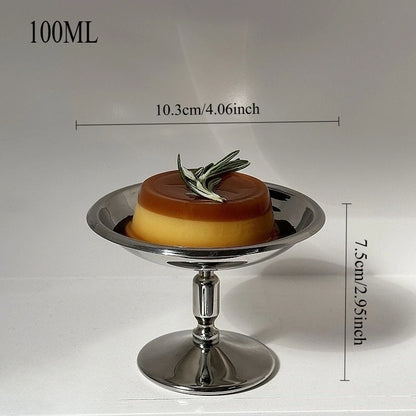 304 Stainless Steel Dessert Cup Ice Cream Cups Salad Goblet Retro High Base Bowl for Fruit Yogurt Snack Dish Bar Dinnerware