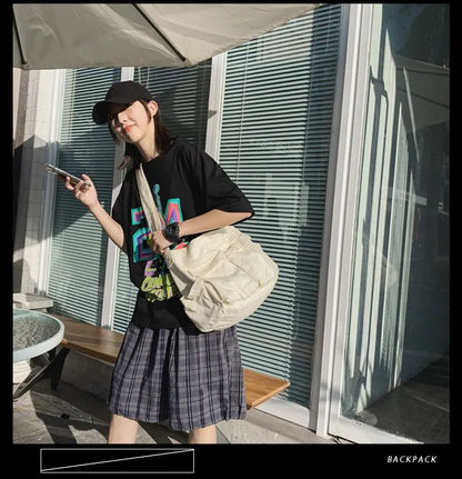 Classic Vintage Canvas Shoulder Bag Women Solid Soft Travel Women Crossbody Bag Large Capacity Fashion Handbag Tote Bag Women