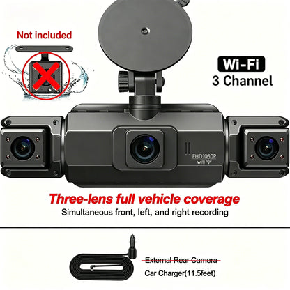 Dashcam 4 Channels WiFi Car DVR Dashboard Cameras for Car Way Back Box Parking Mode 24H Front and Rear Interior 360 Dash Cam