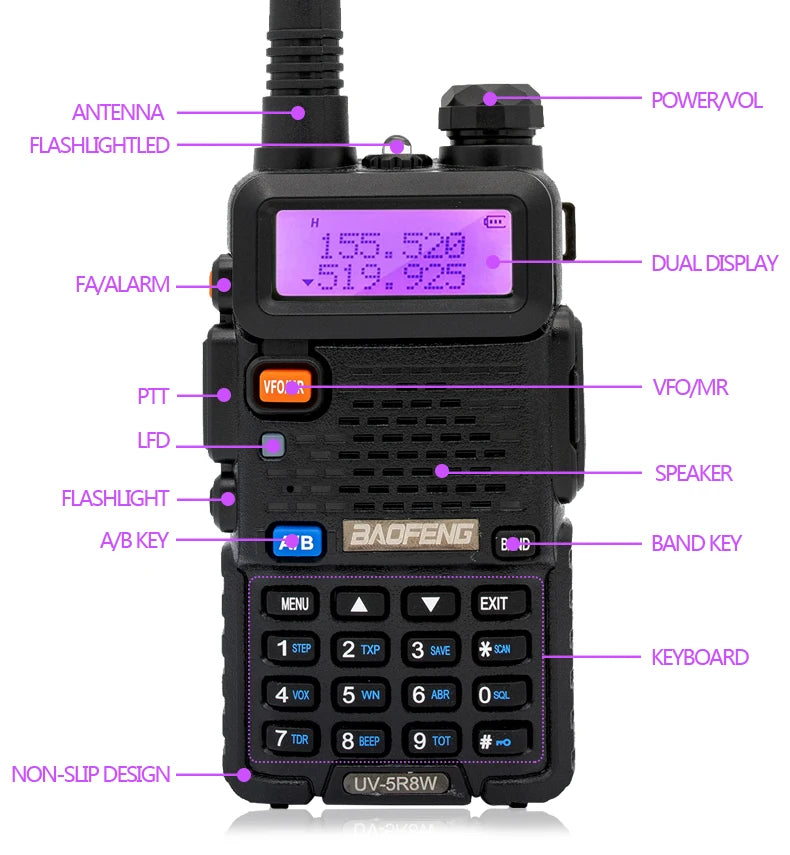 1/2PCS Baofeng UV 5R 5W 8W Walkie Talkie Portable Ham CB Radio Dual Band VHF UHF FM Transceiver Two Way Radio UV82 S9 K5 Plus