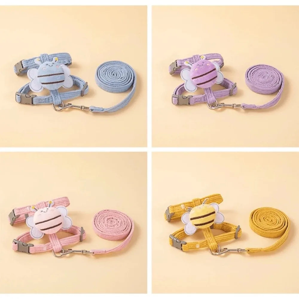 Pet Supplies Cartoon Bee Cat Harness Adjustable Breast Back Harness Dog Harness Portable Leash Set Pet Walking