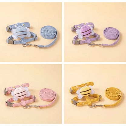 Pet Supplies Cartoon Bee Cat Harness Adjustable Breast Back Harness Dog Harness Portable Leash Set Pet Walking