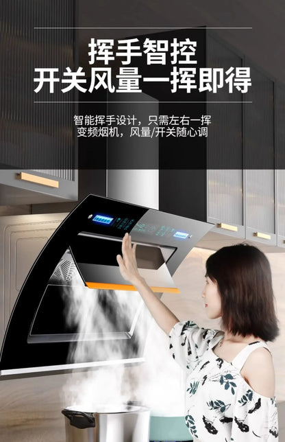 220V Haotaitai Double Motor Range Hood Kitchen Strong Suction Auto Clean Side Suction BBL