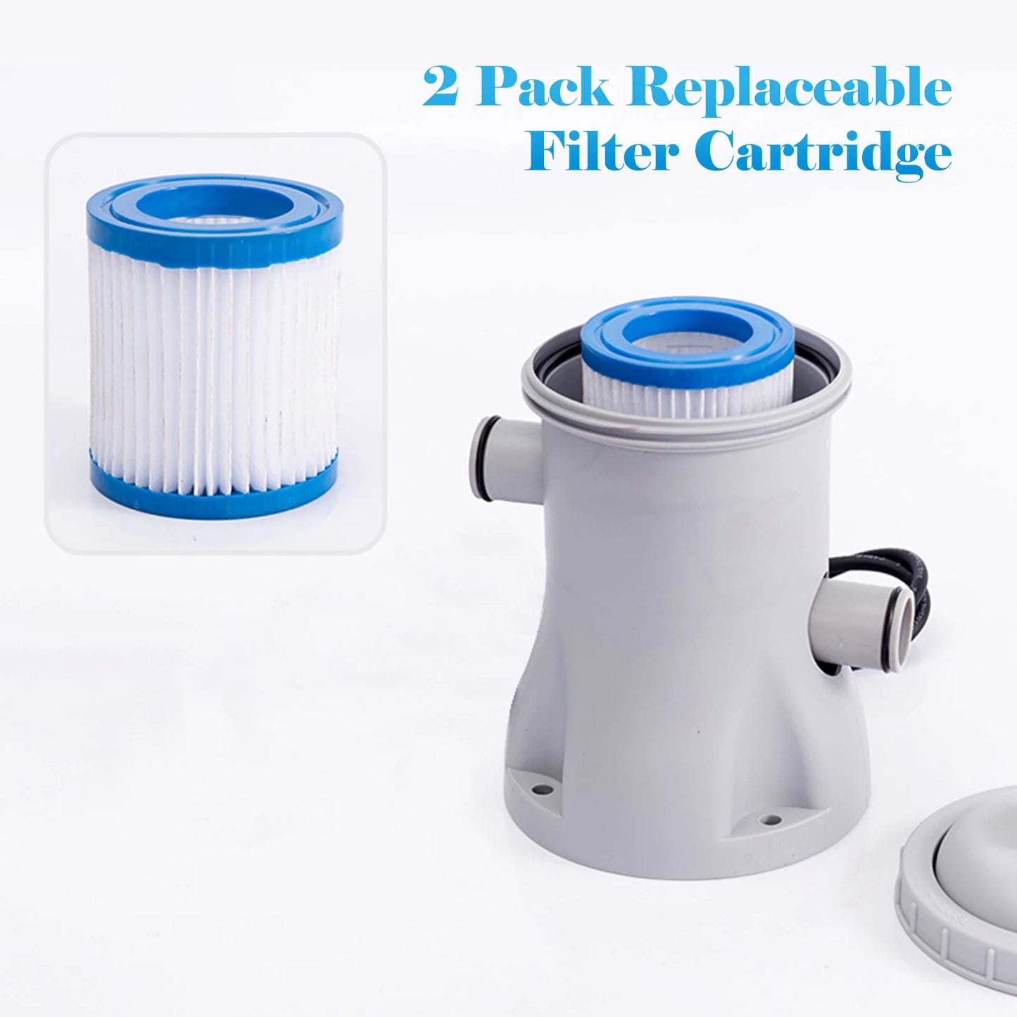 Pool Filter Pump 330 GPH Paddling Pool Electric Pump With 2 Pool Filter Cartridge Pool Pumps Above Ground Small Pool Filter Pump