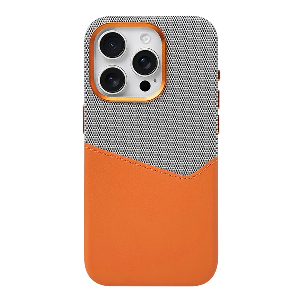 Card Holder MagSafe Leather Case For iPhone 17 Pro Max 16 15 14 Plus 13 12 Pocket Wireless Charging Alloy Lens Hit Color Cover