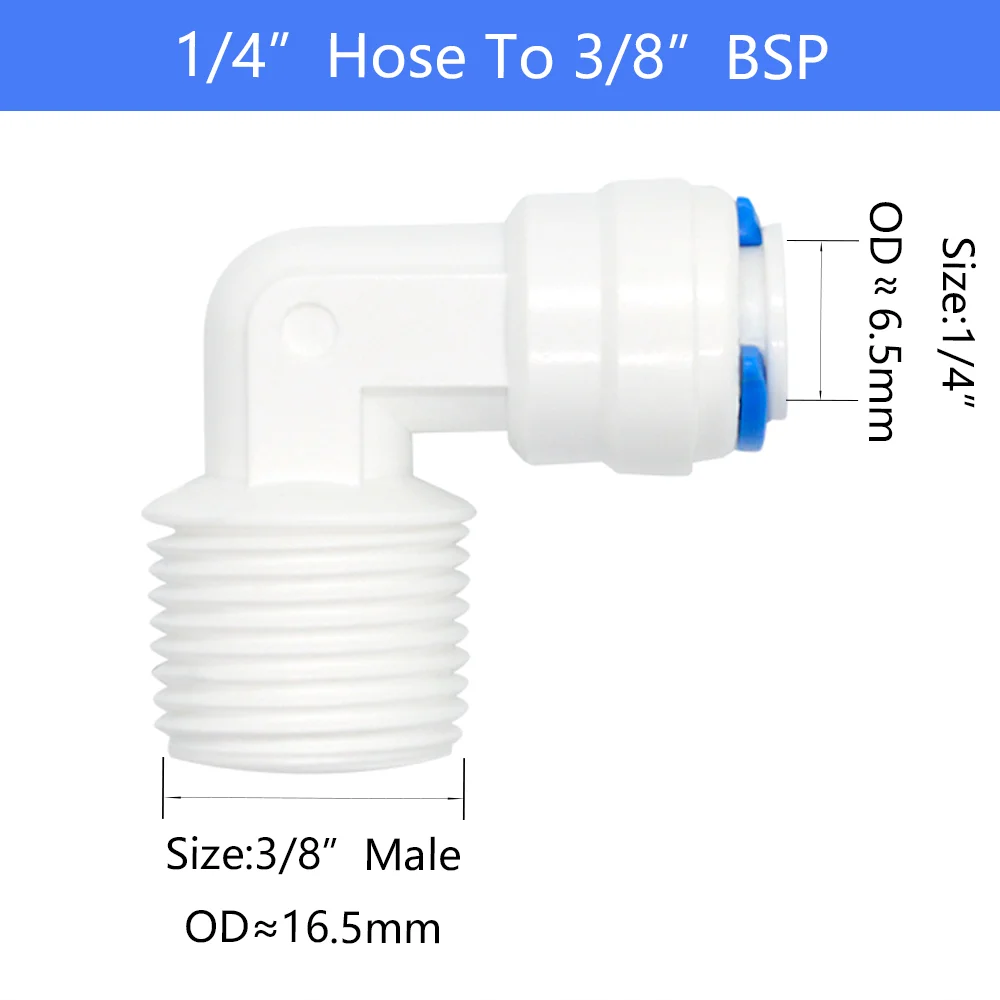 YQBS RO Aquarium Accessories Quick Connector 1/8 1/4 3/8 1/2 3/4BSP Male Thread Adapter Elbow Combination Tube