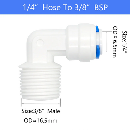YQBS RO Aquarium Accessories Quick Connector 1/8 1/4 3/8 1/2 3/4BSP Male Thread Adapter Elbow Combination Tube