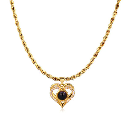 Custom Color Photo Projection Necklace Stainless Steel Rope Chain Valentine's Day Mother's Day Exquisite Fashion Gift for Women