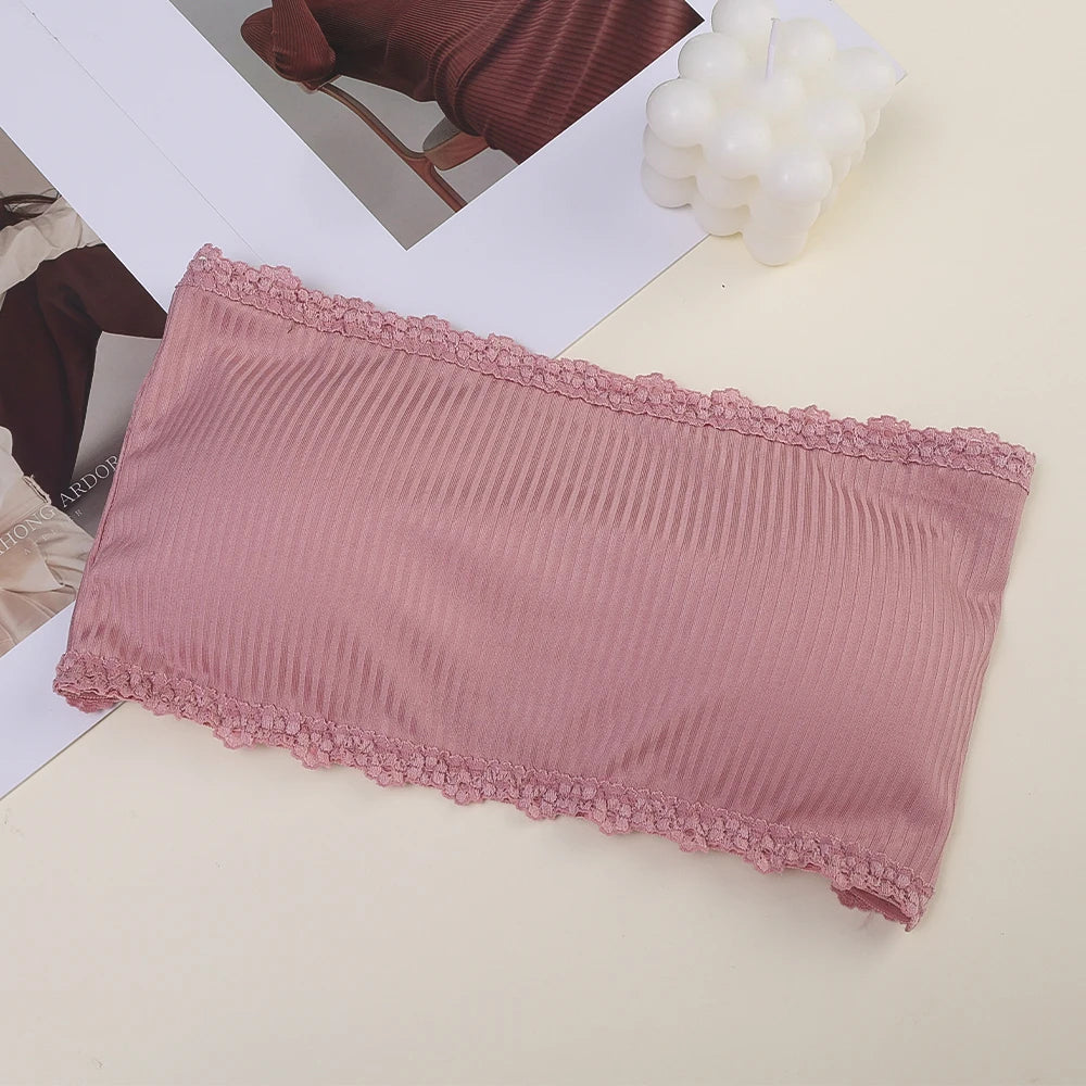 Lace Strapless Bra Women Sexy Tube Top Invisible Push Up Bralette Lady Seamless Underwea Lingerie Summer Chest Wraps Crop Tops