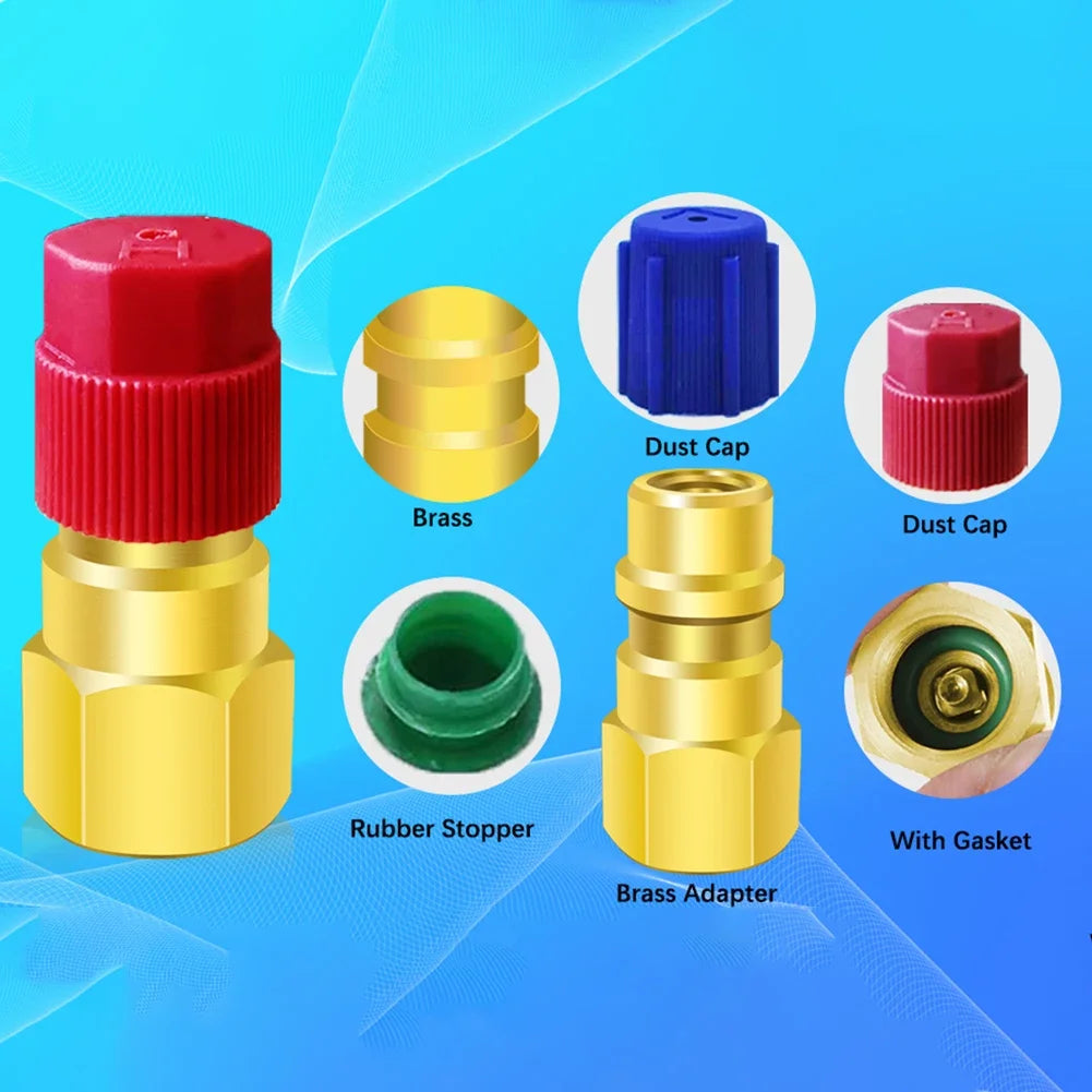 1 Pc R12 To R134a Conversion Kit Air Conditioner Filling Valve Fittings Port Adapter Retrofit Quick Disconnect Couplers
