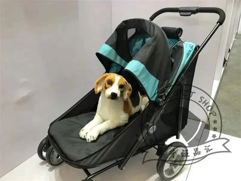 Portable Golden Retriever Large Dog Pet Stroller Cart Simple 4-wheel Foldable Large Capacity Stroller Outdoor Travel Pet Trolley