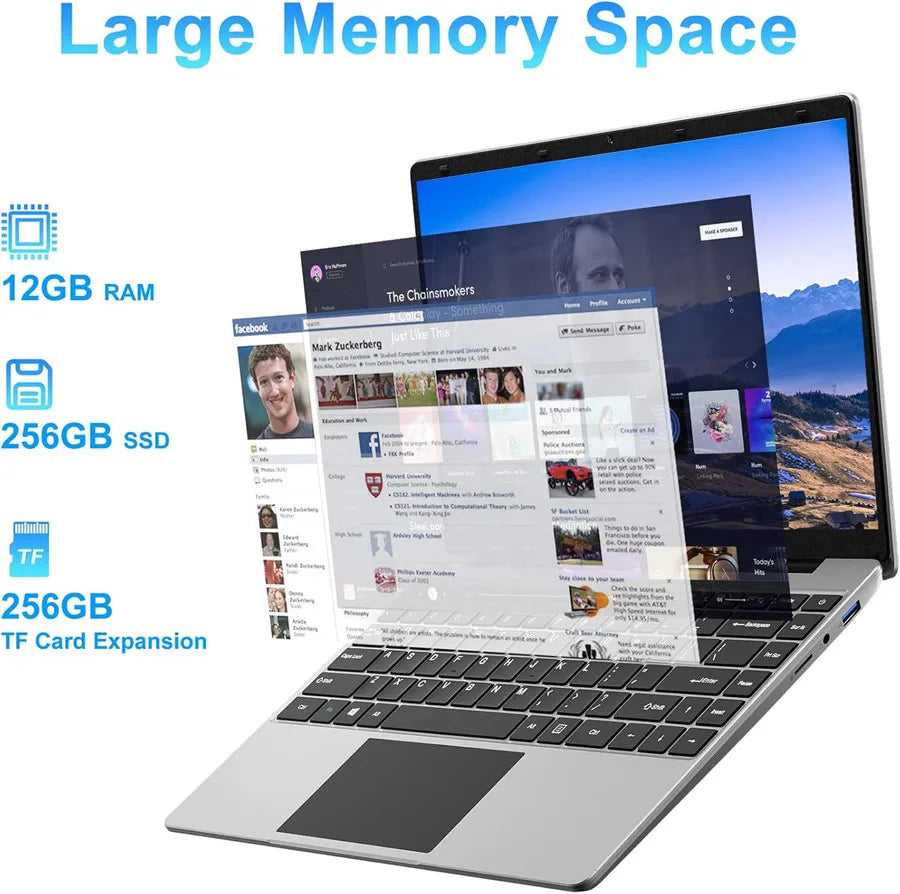 14 Inch Laptop PC 6GB LPDDR4 RAM 128GB SSD ROM 1080p FHD IPS Screen Windows 10 Computer with Celeron 4-Core Processor WIFI