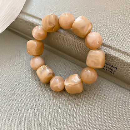 Multicolor Irregular Acrylic Beaded Bangles for Women Geometric Smudge String Bracelet Beach Vacation Style Couple Jewelry W