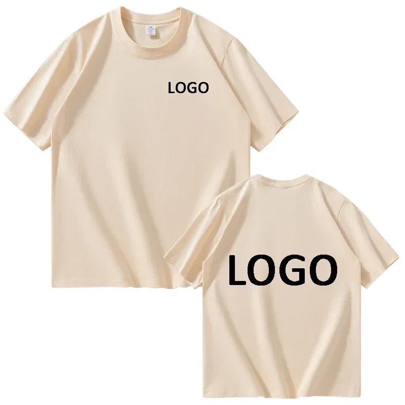 European Size 100% Pure Cotton Custom Men's T-Shirt Front and Back Logo Text Photos, Summer Breathable Short Sleeved Top2025