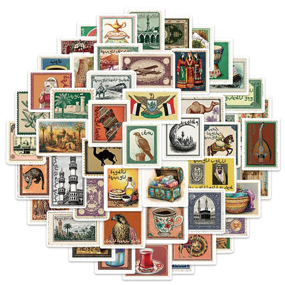 50PCS Arabic Aesthetic Stamps Fun Decoration DIY Stickers Phone Cases Notebook Water Cups Luggage Decoration Stickers