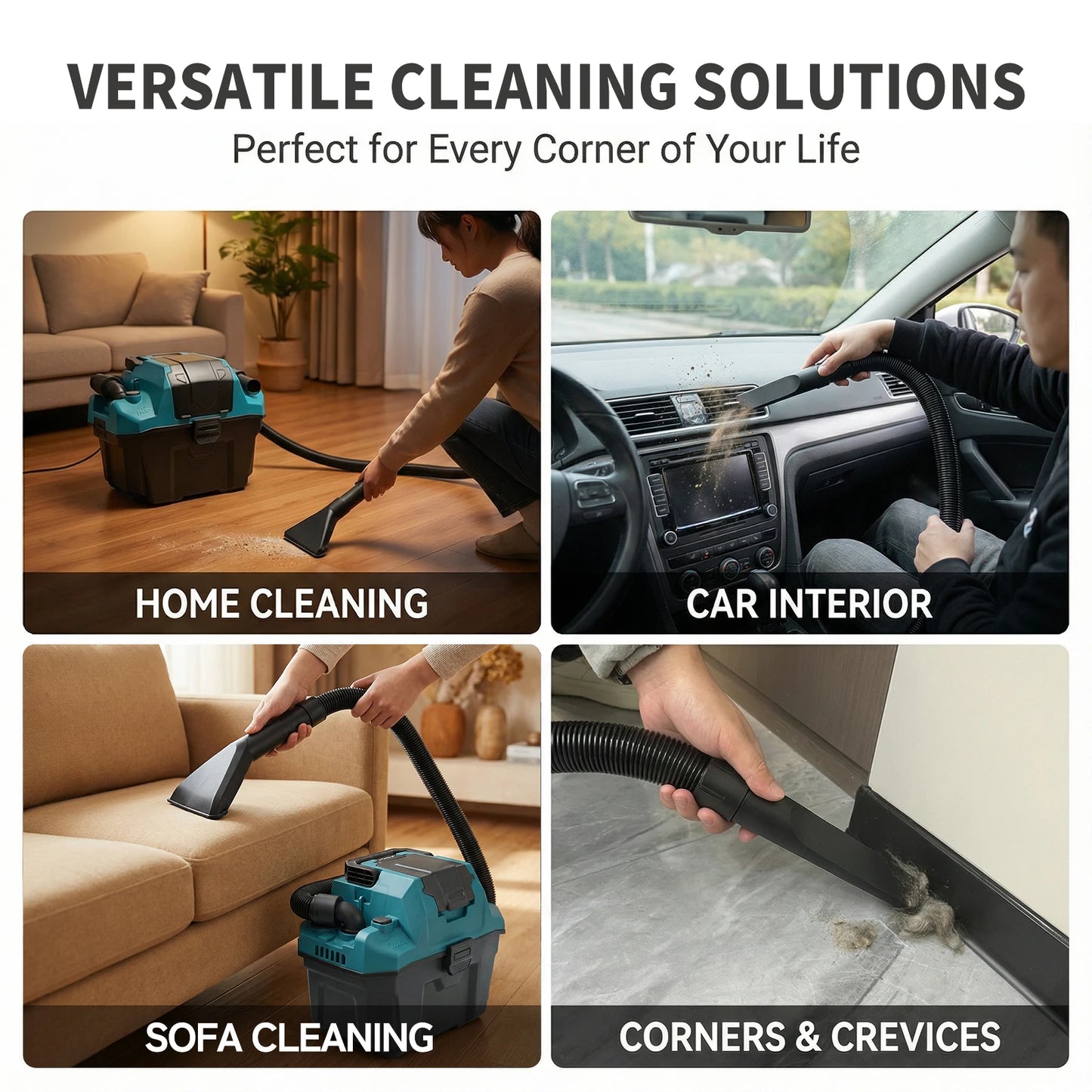 Podofo Vacuum Cleaner 200W Rechargeable Wet/Dry Household Vacuum Cleaner Portable Auto Vacuum for Home & Car & Pet Mini Cleaner