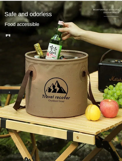 5/10/20L Folding Portable Bucket with Cover Car Wash Fishing Bathroom Tool Silicone Bucket Outdoor Camping Household Supplies
