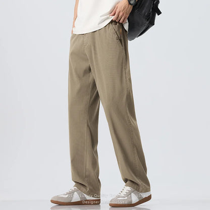 Summer Lyocell Fabric Ultra-thin Trousers Men's Loose Straight Cool Breathable Daily Sports Blue Casual Trousers Fashion Korean