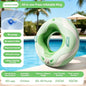 No Mouth Blowing Swimming Tube with Integrated Pump - Press to Inflate in Seconds! 2 Colors (Blue/Green) for Pool, Beach & Lake