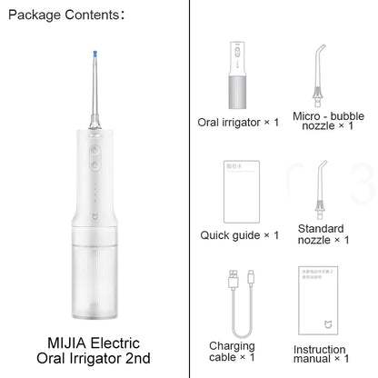 MIJIA Electric Oral Irrigator Upgraded version – Ultrasonic, 90-Day Gentle Use,Water Flosser Dental, 3 Modes, 200mL Tank
